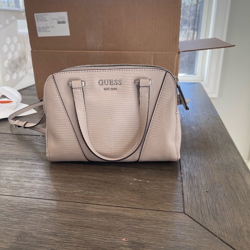taupe GUESS shoulder bag with straps